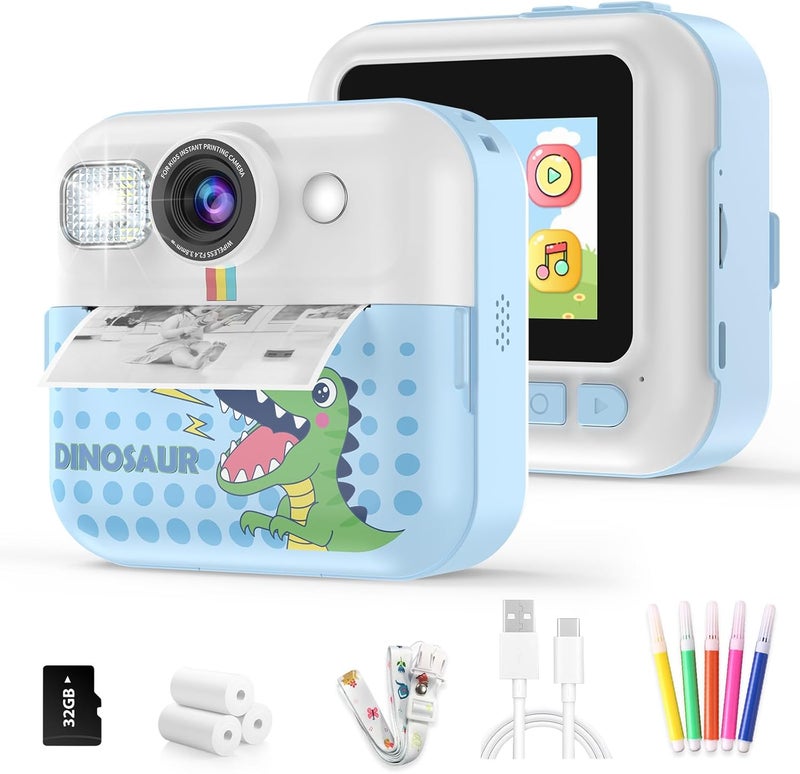 BOFIDAR Instant Print Camera for Kids, Toddler 1080P Toys Printable Selfie Cameras, Christmas Birthday Gifts for Girls Boys Age 3-10 with 3 Roller Photo Paper(Blue) - Image 1